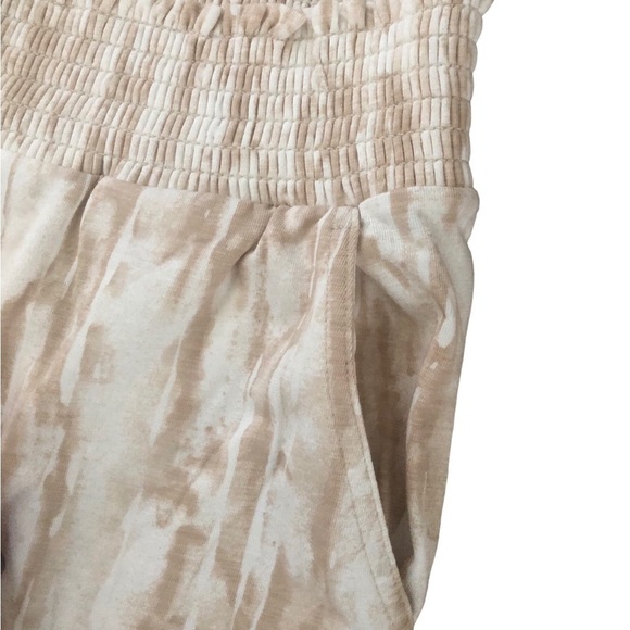 Belle Beach by Kim Gravel  Smocked Waist Wide Leg Pant M Cream Beige Lounge - Picture 3 of 5